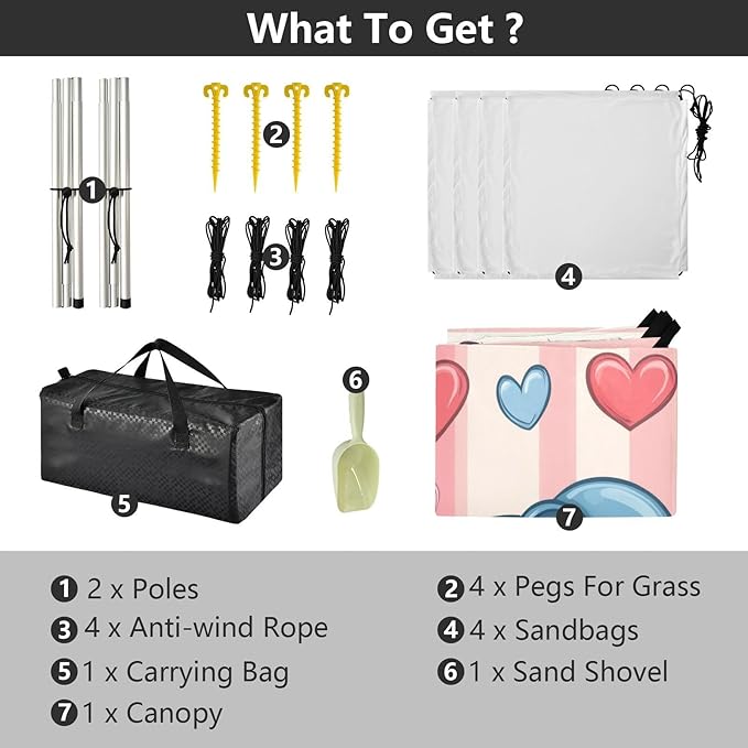 Elephants Love Stripes Beach Tent Sun Shelter Set UPF50+ UV Protection 10.5 x 9.19 FT Camping Shade Canopy with Sandbags Sand Anchors Carrying Bag and Others