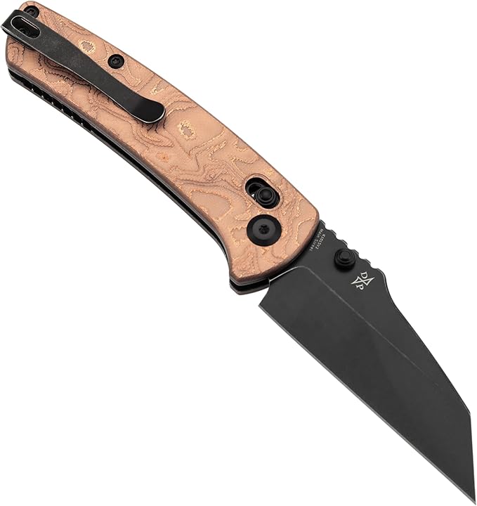 KANSEPT Elite Main Street Pocket Knife 3.36''Blackwash CPM S35VN Tanto Blade Pure Copper + G10 Handle with Axis Lock and Thumb StudClip for EDC Men Gift Camping Survival Folding knives K1015V2