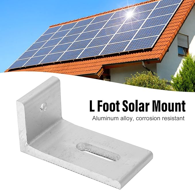 10-Pack Heavy-Duty Aluminum Alloy L-Foot Solar Mounts Photovoltaic Panel Mounting Bracket Photovoltaic Mount Waterproof Solar Panel Bracket for Roof PV System