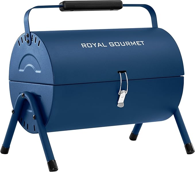 Royal Gourmet CC1015B Portable Charcoal Grill 147 Sq. In. Cooking Area with Four Air Vents Lid Latch Buckle Lid Handle for Outdoor Backyard Patio Parties and Picnics Blue