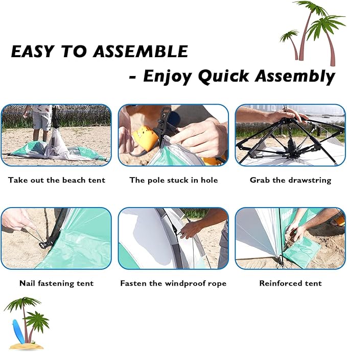 Beach Tent Pop Up Shade Instant Beach Tents Sun Shelter with UPF 50+ UV Protection Lightweight &amp Easy Setup Tent