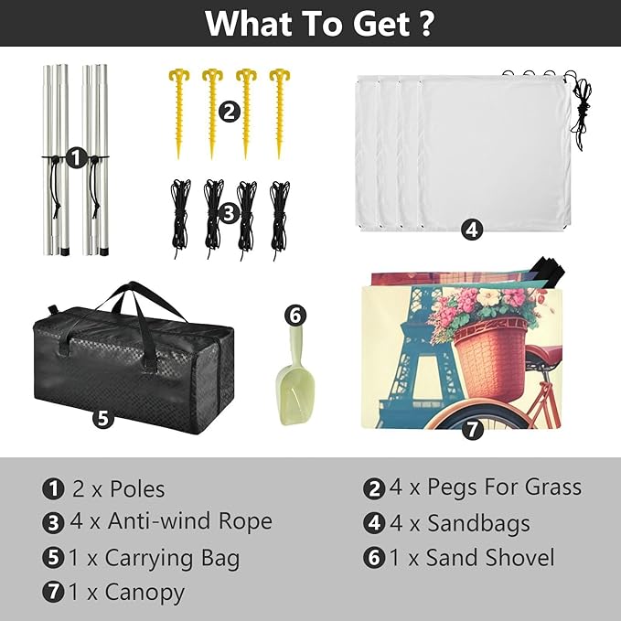 xigua Eiffel Tower Beach Tent Sun Shelter with Carrying Bag - Silver Coated Oxford Fabric Beach Canopy for Beach Camping Fishing - Includes Windproof Ropes Sandbags &amp Stakes