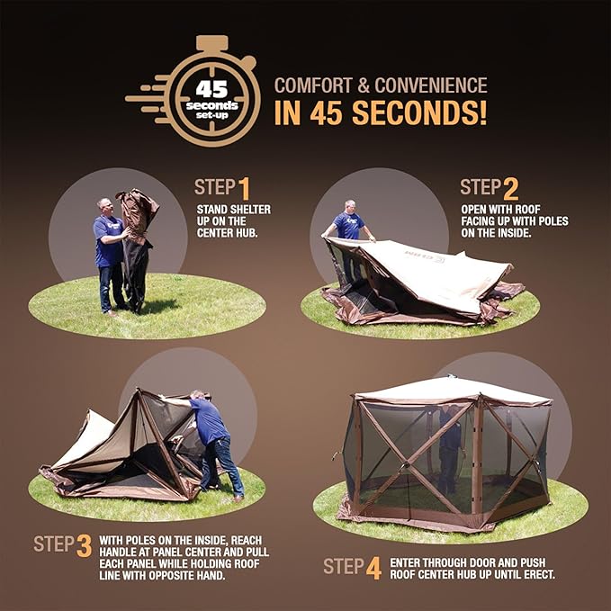 CLAM Quick-Set Pop Up Screen Tent Traveler 6 x 6 ft Instant Setup Green Portable Outdoor Shelter Compact Bug-Free Canopy Tent for Camping Fishing Backyard - Green