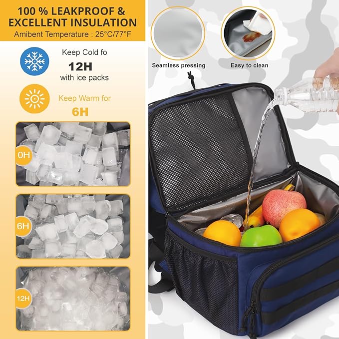 Tactical Double Deck Cooler Backpack for MenLarge Lunch Backpack with 2 CompartmentSoft Cooler Bag