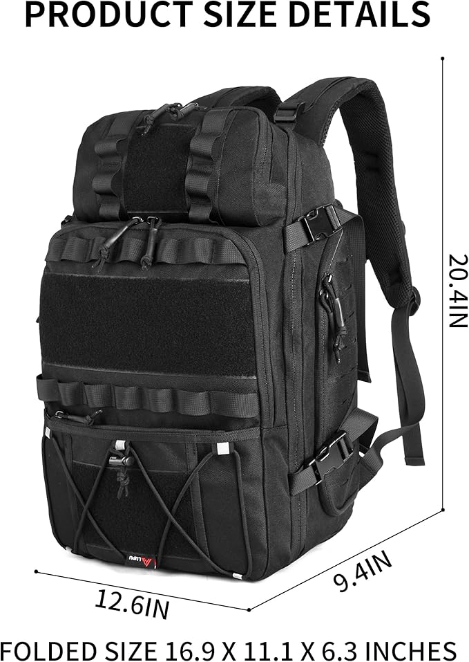 Tactical Backpack 35L Military Molle Pack 900D Waterproof Assault Rucksack Large Capacity Outdoor Hiking Camping Trekking Bag for Travel Hunting Survival and Adventure