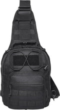 Happybuy Tactical Sling Bag 10L Military Rover Shoulder Sling Backpack with Molle Design and Multi-pocket 600D Tactical Shoulder Bag Ideal for Caping Hiking Black