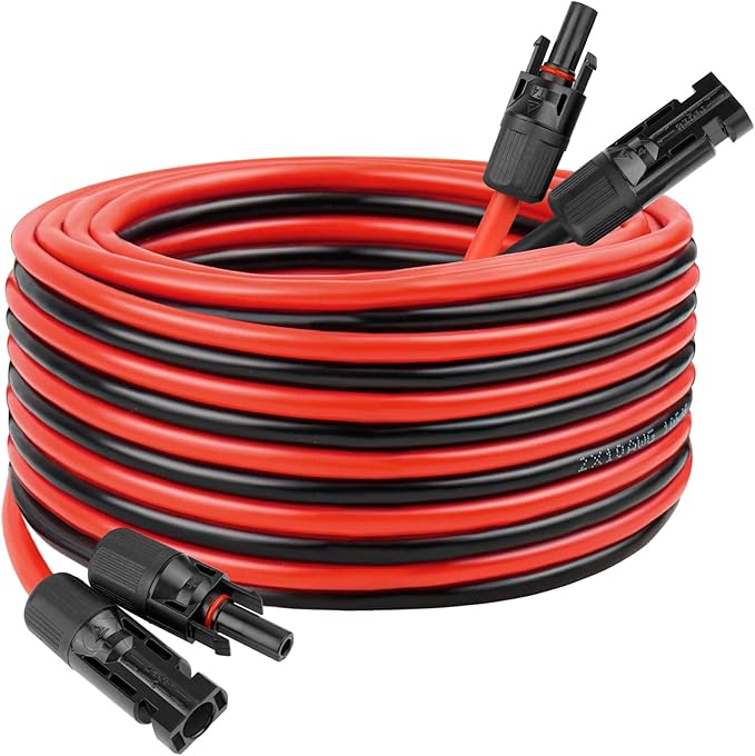 10 AWG Solar Extension Cable 20FT Flexible Solar Panel Wire with Male to Female Connector Parallel Tinned Copper Wire for Solar Panel Automotive RV Boat Outdoors