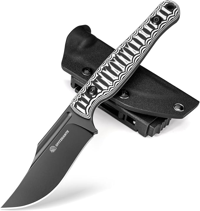 D2 EDC Fixed Blade Knife LW-Y 8 Tactical Knife with Sheath 3.5 Clip Point Black Blade G10 Handle Camping Hunting Survival and Outdoor Use
