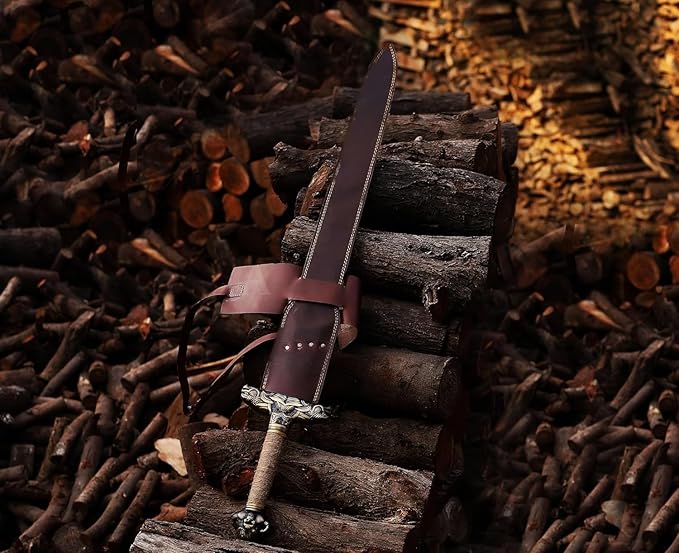 Conan The Barbarian Sword42 '' Handmade Atlantean Swords 1095 Carbon Steel Brass Fittings Full Tang Cow Hide Leather Sheath Viking sw0rd of King 7.5 lbs Gifts for Men (Conan Atlantean Sword)