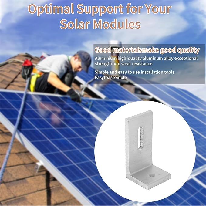 L Foot Solar MountAluminum Alloy Photovoltaic Solar Panel Mounting L Brackets for Roof PV System Waterproof &amp Weather ProofStrong Load (20PCS)