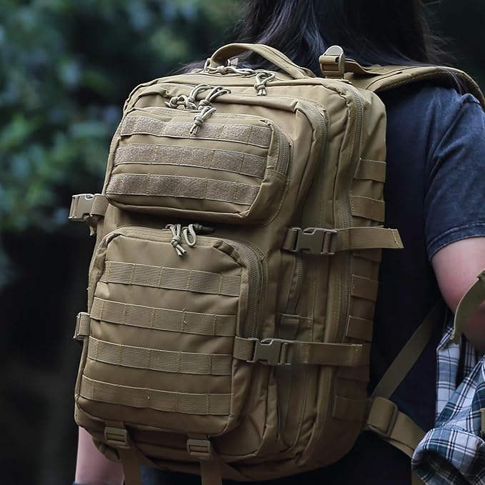 Lawaia Tactical Backpack Military Hunting Gym Hiking Rucking Backpack with Weights Survival Rucksack Tool Motorcycle Accessories Fishing Camping Range Bag 50L for Men (Green)