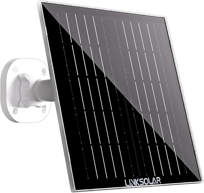 Solar Panel for Security Camera Outdoor 5W Solar Charger with Micro USB DC &amp USB-C Port for Outdoor Rechargeable Battery Camera IP65 Waterproof 9.8ft Cable 360°Adjustable Bracket