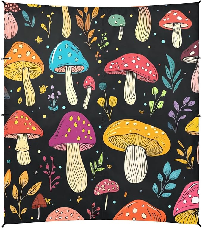 ALAZA Colorful Mushroom Cartoon Beach Tent Sun Shelter Portable Canopy Sunshade for Outdoor Camping Picnics Backyard Fun 10x9 ft