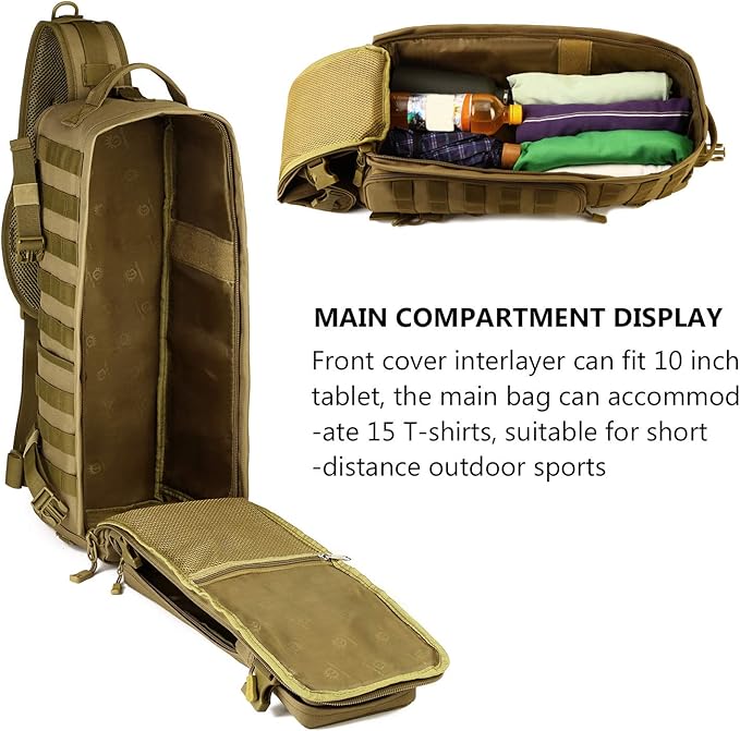 Protector Plus Tactical Sling Bag Military MOLLE Crossbody Pack (Patch Included)