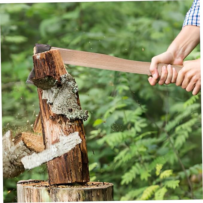 Happyyami Wooden Hatchet Handle Replacement Set with Wedges Sturdy Wood Handle for Woodworking Outdoor Chopping and Camping