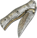 PAL 2000 KNIVES FPK-9020 Custom Handmade Damascus Steel 7.4 Inch Folding Pocket Knife Damascus Handle with Sheath