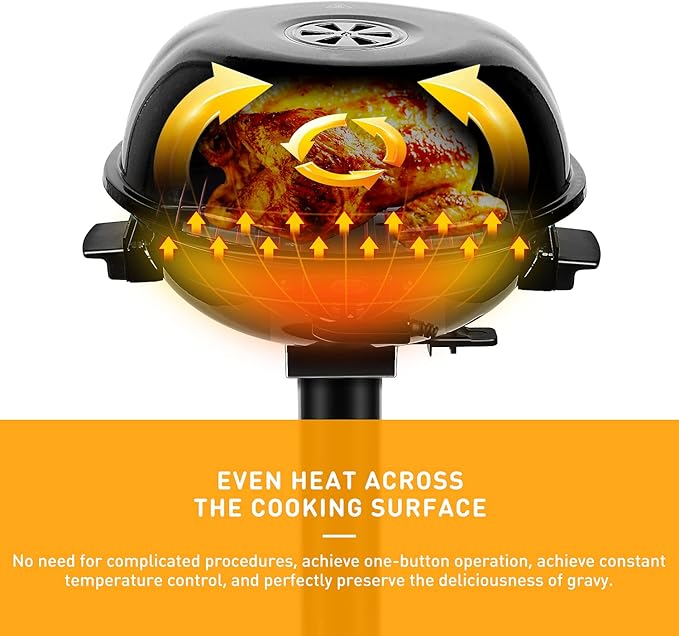 Electric BBQ Grill Techwood 15-Serving Indoor/Outdoor Electric Grill for Indoor &amp Outdoor Use Double Layer Design Portable Removable Stand Grill 1600W (Stand Black BBQ Grills)