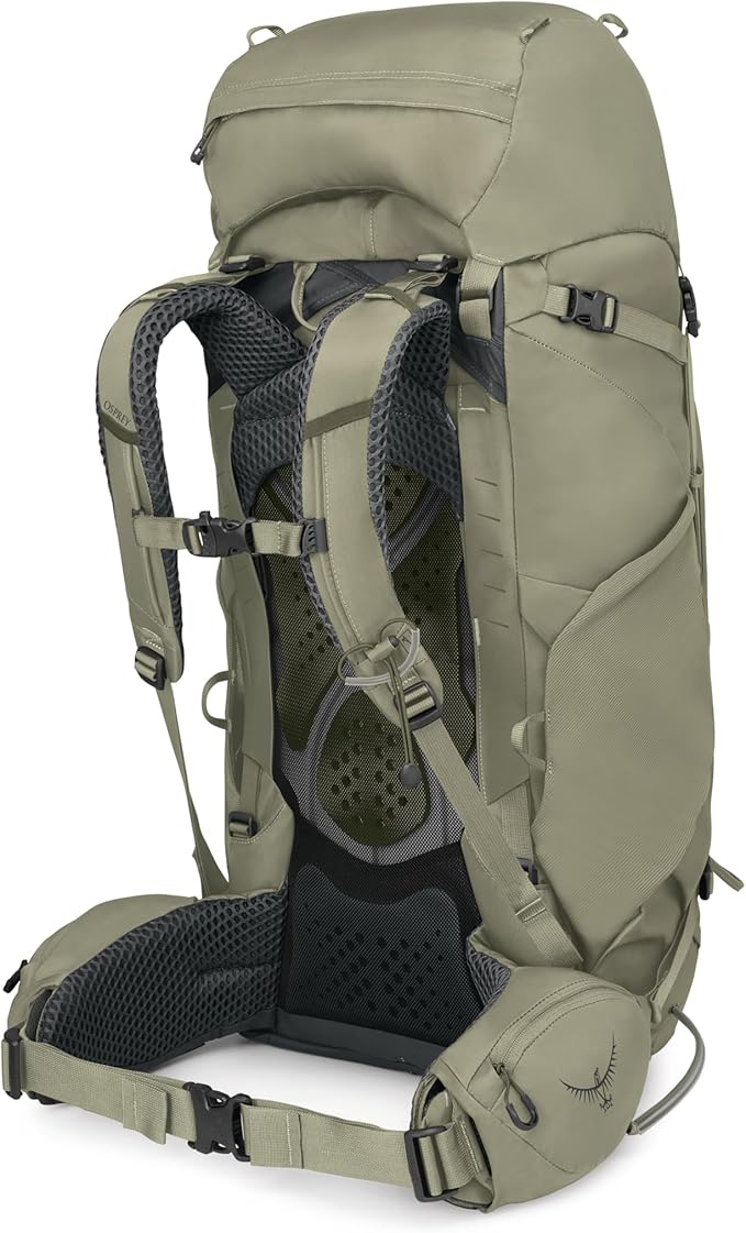 Osprey Kestrel 58L Men's Backpacking Backpack - Hiking &amp Camping Bag with Waterproof Raincover Olive Tan Large/X-Large