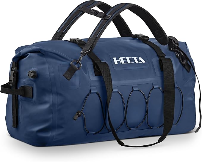 HEETA Waterproof Duffel Bag Motorcycle Dry Bag Backpack 60L/80L Extra Large Rolltop Travel Duffle Bags with Straps &amp Handles for Kayaking Rafting Boating Canoeing Camping Gym Beach Cruise Ship