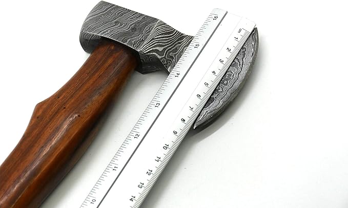NOORAKI 14 Camping Axe Hatchet Tomahawk | Handmade Damascus Carbon Steel Hunting Viking Axe Chopping Axe Throwing Axe Gardening &amp Bushcraft Axe for Outdoor Wood | Viking Gifts for Men with She