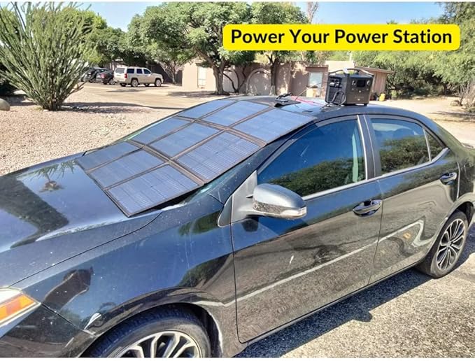 LENSUNSOLAR 200W 12V Portable Solar Panel Blanket with Standard Connectors for Solar Generator Power Station Lightweight Ultra-Thin only 5.2 kgs/11.4 lbs