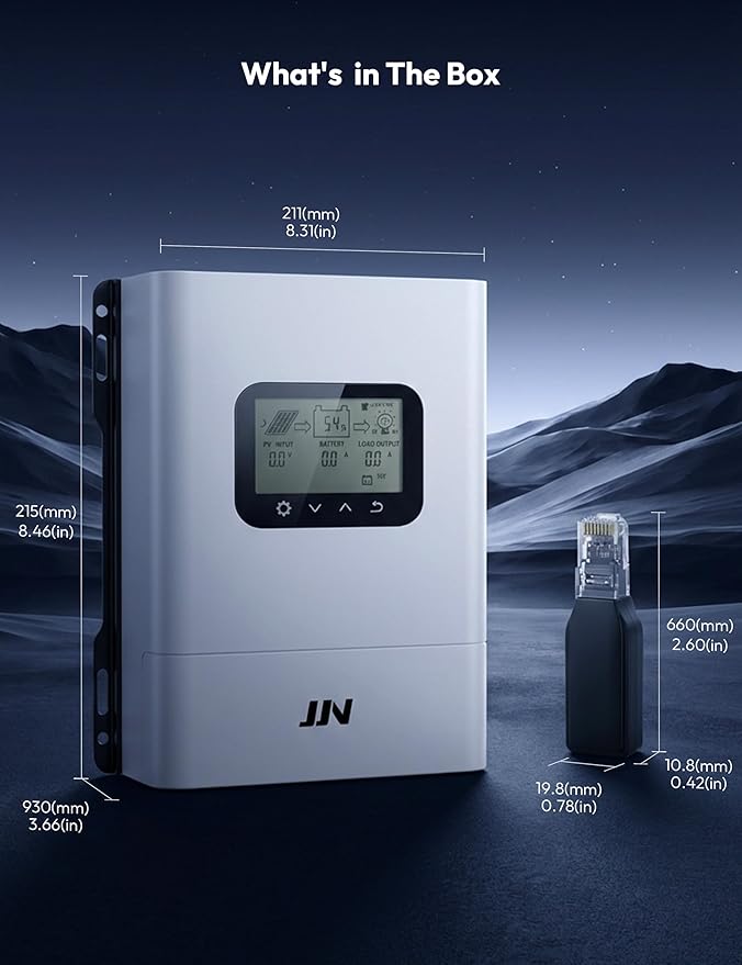 MPPT Solar Charge Controller 40A 12V/24V/36V/48V/60V/72V99.5% Efficiency LiFePO4 AGM Compatible with OLED Display &amp WiFi Remote Monitoring