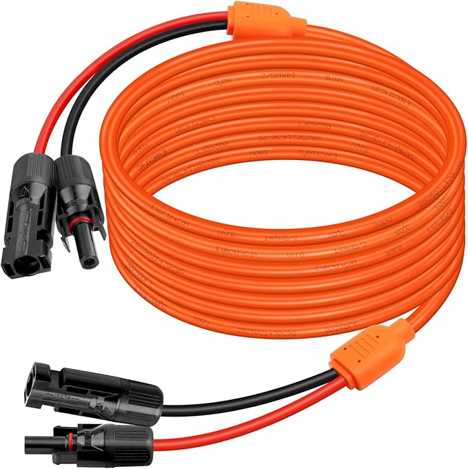 XRDS -RF Solar Extension Cable 30FT 14AWG Tinned Copper with Solar Panel Connectors 10AWG Red &amp Black Branch Wires Heavy Duty Outdoor Power Cord for RV Inverter Generator Off-Grid System