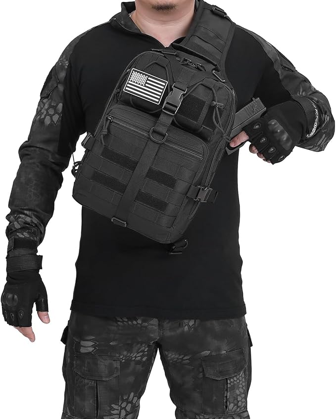 ATBP Tactical Crossbody Backpack Large Sling Pack With Holster Shoulder Bag For Men Outdoors Hiking Camping Gym