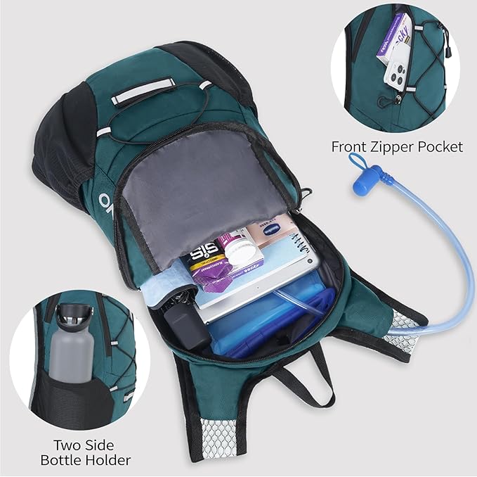 Lightweight Hydration Backpack Running Backpack with 2L Water Bladder Hydro Water Daypack for Cycling Hiking Rave for Men Women