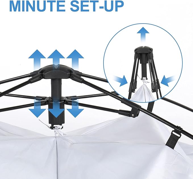 Pop Up Privacy Shower Tent Portable Double Outdoor Camping Shower Shelter Changing Room Instant Tent with 2 Rooms