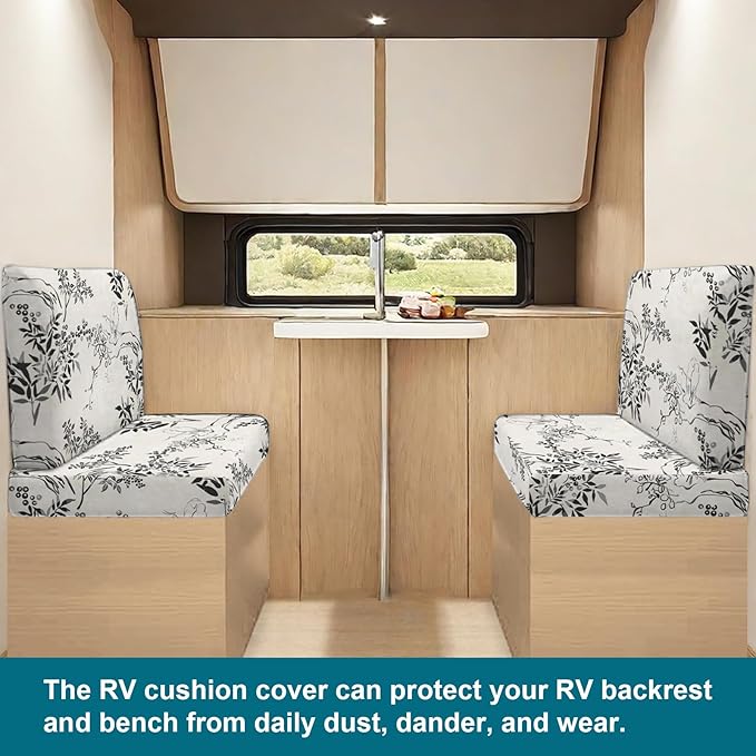 KRFOONN RV Dinette Cushion Covers Stretch Camper Cushions Covers Replacement Couch Cushion Slipcovers Washable Loveseat Slipcovers for Travel Trailer Couch (2 Backrest Cover &amp 2 Bench Cover 20)
