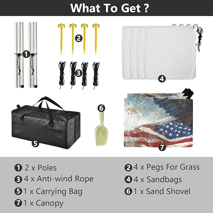 ALAZA Bald Eagles Flying Carrying American Flag The Statue of Liberty Beach Tent Sun Shelter Portable Canopy Sunshade for Outdoor Camping Picnics Backyard Fun 10x9 ft