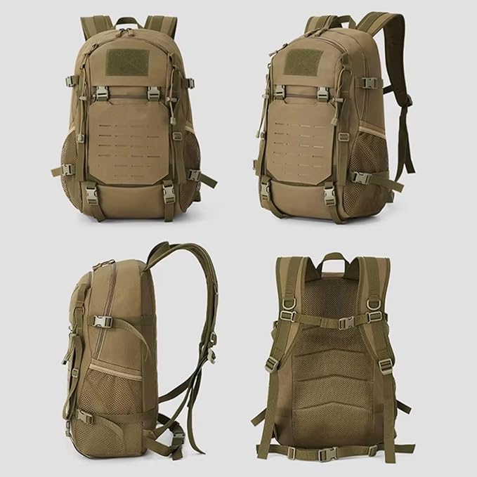 Outdoor Tactical Climbing Backpack Large Storage Molle Hiking Trekking Camping Cycling Bag Portable Sports Luggage Rucksack(Black)