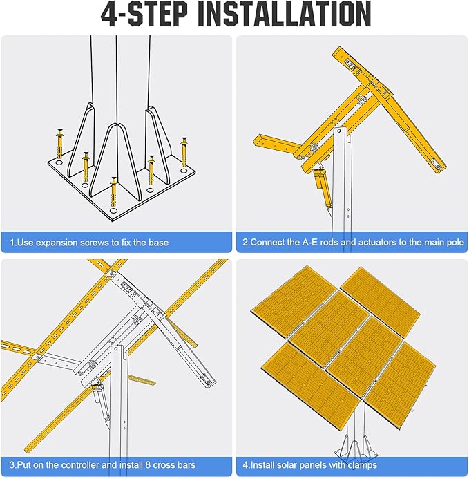 ECO-WORTHY Solar Panel Dual Axis Tracking System (Increase 40% Power) with Tracker Controller Complete Solar Tracker Kit Ideal for Different Solar Panels for Yard/Farm/Field