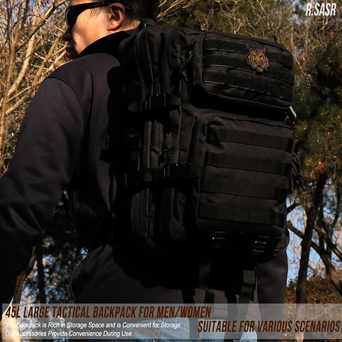 45L Tactical Backpack for Men Women Military Assault Pack with MOLLE Large 3 Day Bug Out Bag for Hiking Camping