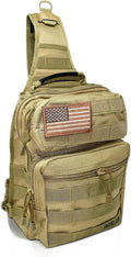 Tactical Sling Military Waterproof Bag - Everyday Carry EDC Diaper Back pack - Assault Rover Shoulder Sling Molle Gun Range Bag - Hiking Hunting Camping Traveling Comfort - Beige