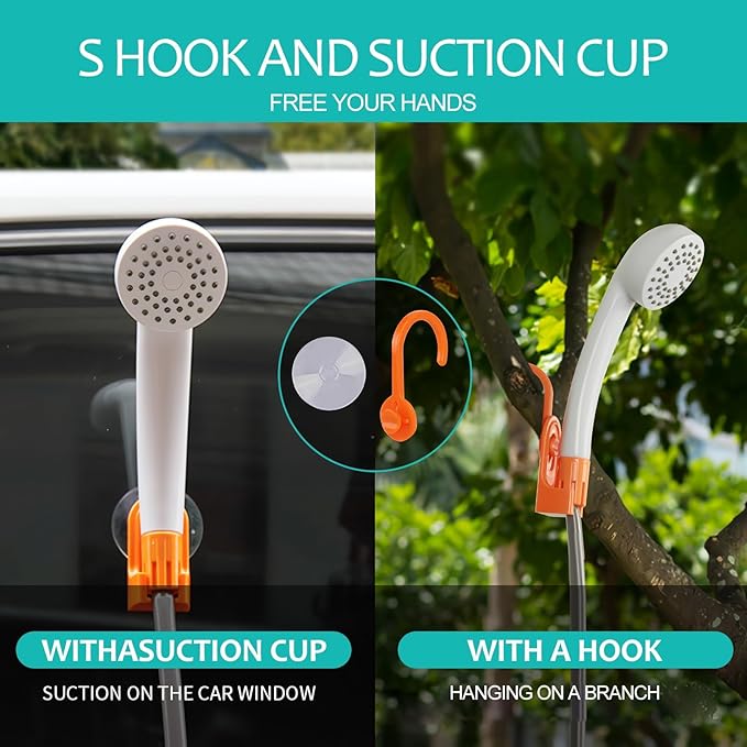 DELURA Portable Shower Portable Camp Shower Pump with Rechargeable Battery Portable Shower for Camping Portable Outdoor Shower Head for Camping Hiking Traveling
