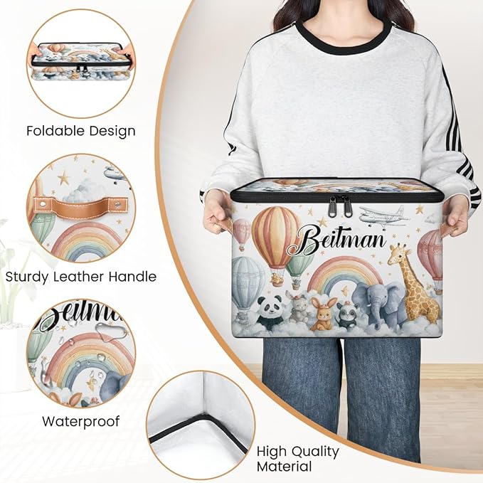 Storage-Bins with Lids Personalized Closet-Storage-Bins Under-Bed Stackable-Cubes-Box for Home Bedroom Animals