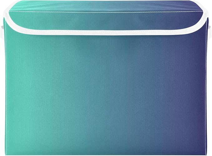 Blue Gradient Storage Bin with Lid Foldable Office Storage Qt Storage Bins for Office Supplies Home Decor