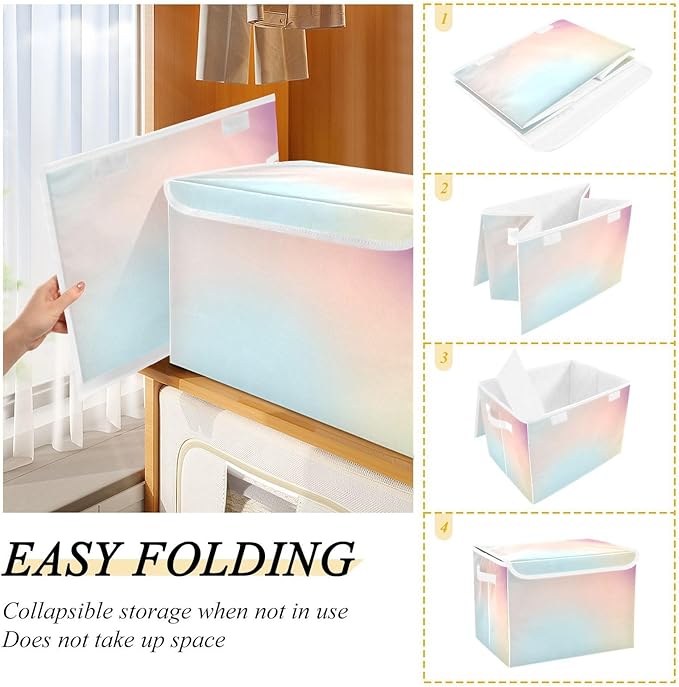 Rainbows Storage Containers with Lids Collapsible Clothing Storage Bins with Lids for Clothes for Office Supplies