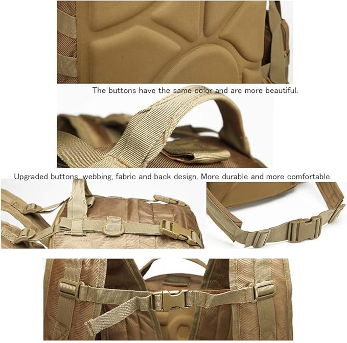 Tactical Backpack 55L with Built-up 3 MOLLE Bags Rucksacks for Travelling