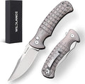 Small EDC Pocket Knife for Men &amp Women - 3 Trailing Point D2 Blade Titanium Handle with Button Lock &amp Pocket Clip | Small Slim Cool Folding Knife for Daily Carry Camping Hiking &amp Outdoo