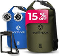 Earth Pak Waterproof Dry Bag - Roll Top Waterproof Backpack Sack (Green 40L &amp Blue 30L)