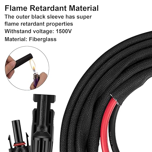 10FT 10AWG Solar Panel Extension Cable with Female and Male Connectors Solar Cable for Solar Panels Charge Controllers and Solar Generator (10AWG 10FT)