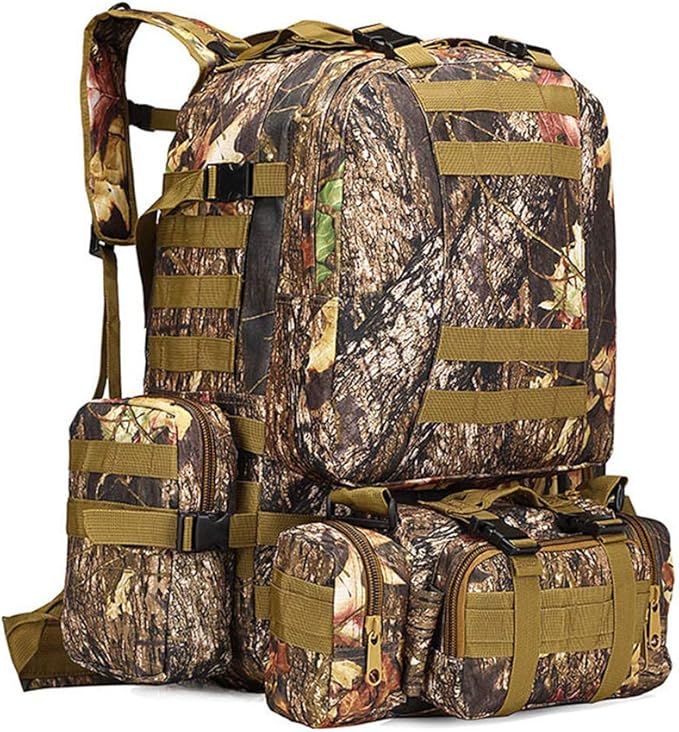 Outdoor Sports Pack Hiking Bag Tactical Rucksack Camo Knapsack Combat Camouflage Molle 55L Tactical Backpack - Tree