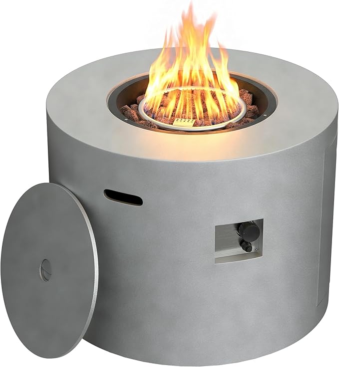 HOTEAGLE 32 Propane Fire Pit Table Round 50000 BTU Powerful Gas Firepit Table CSA Certified Ideal Outdoor Fire Pit for Dining Party in Patio Garden Yard