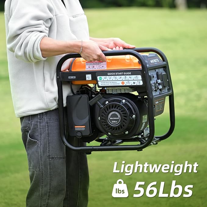Oxseryn Power Equipment 4400 Watts Inverter Generator Gas Powered Portable Open Frame Generator Low Noise with ECO Mode RV Ready Emergency Home Backup
