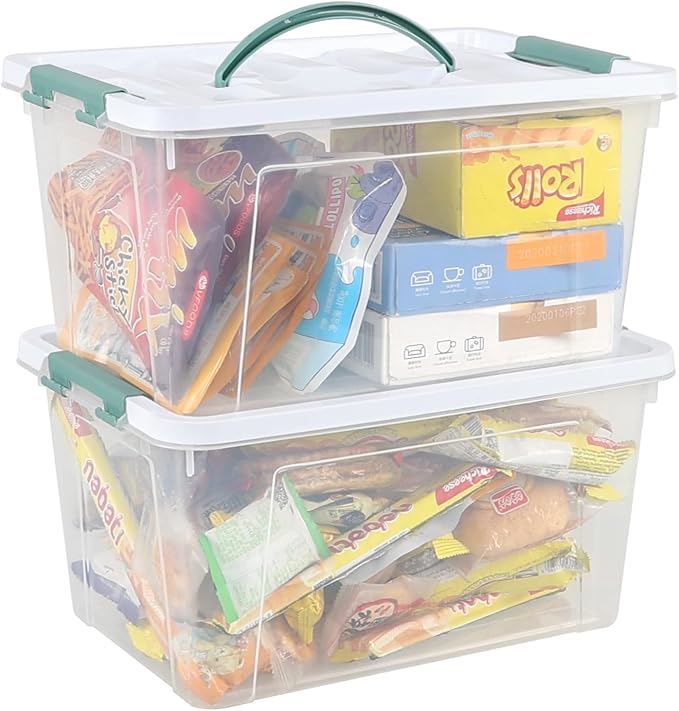 Saedy 14 Quart Plastic Storage Bin with Lid 6 Packs Clear Latching Container Box