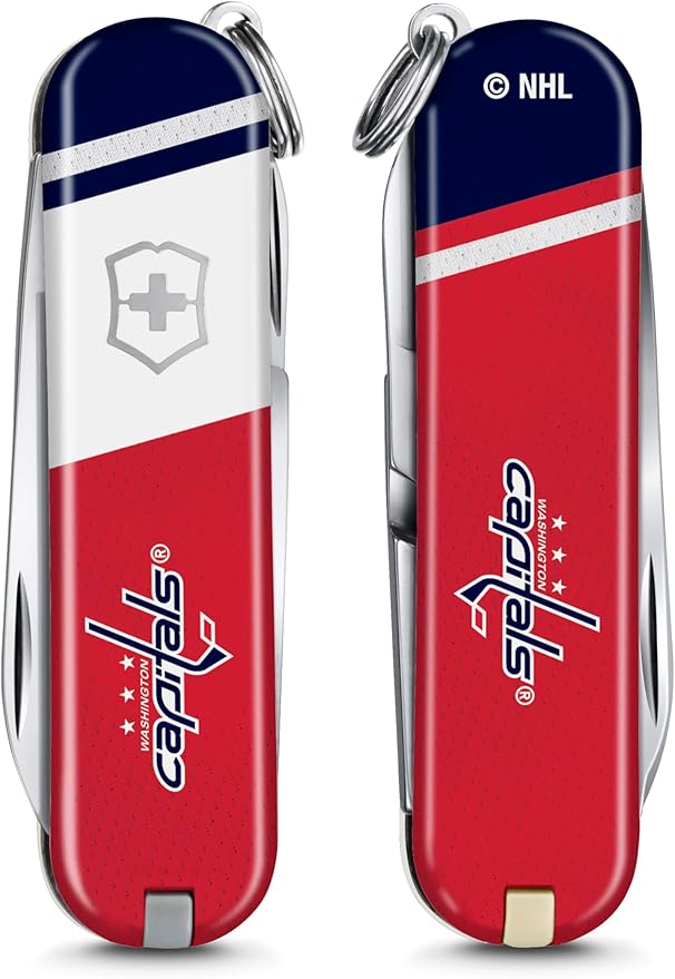 Victorinox Classic SD Swiss Army Knife – Compact 7 Function Swiss Made Pocket Knife with Small Blade Screwdriver and Key Ring – Washington Capitals