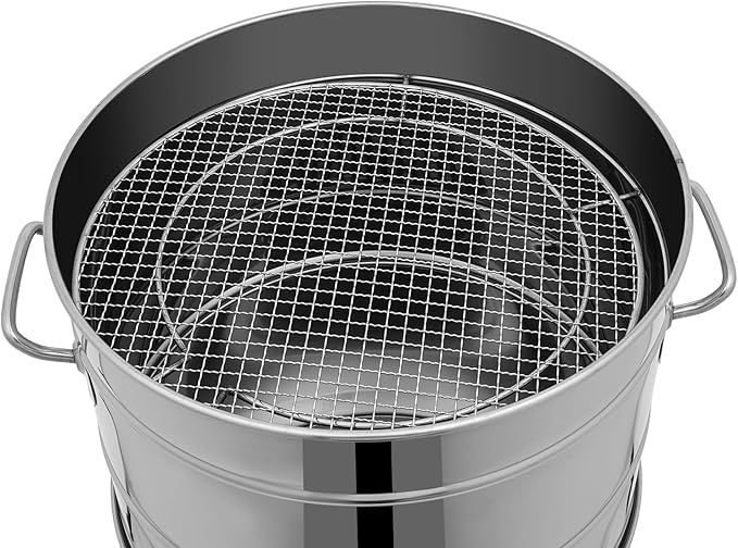 Stainless Steel Barrel Charcoal Smoker Large Portable Charcoal Grills 26 Inch BBQ Grill for Outdoor Cooking Barbecue Party